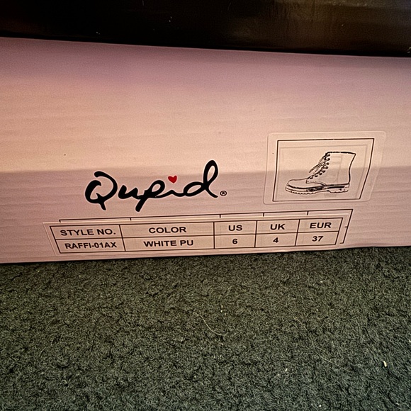 Qupid White Faux Leather Lace-up Combat Boots - Picture 5 of 5